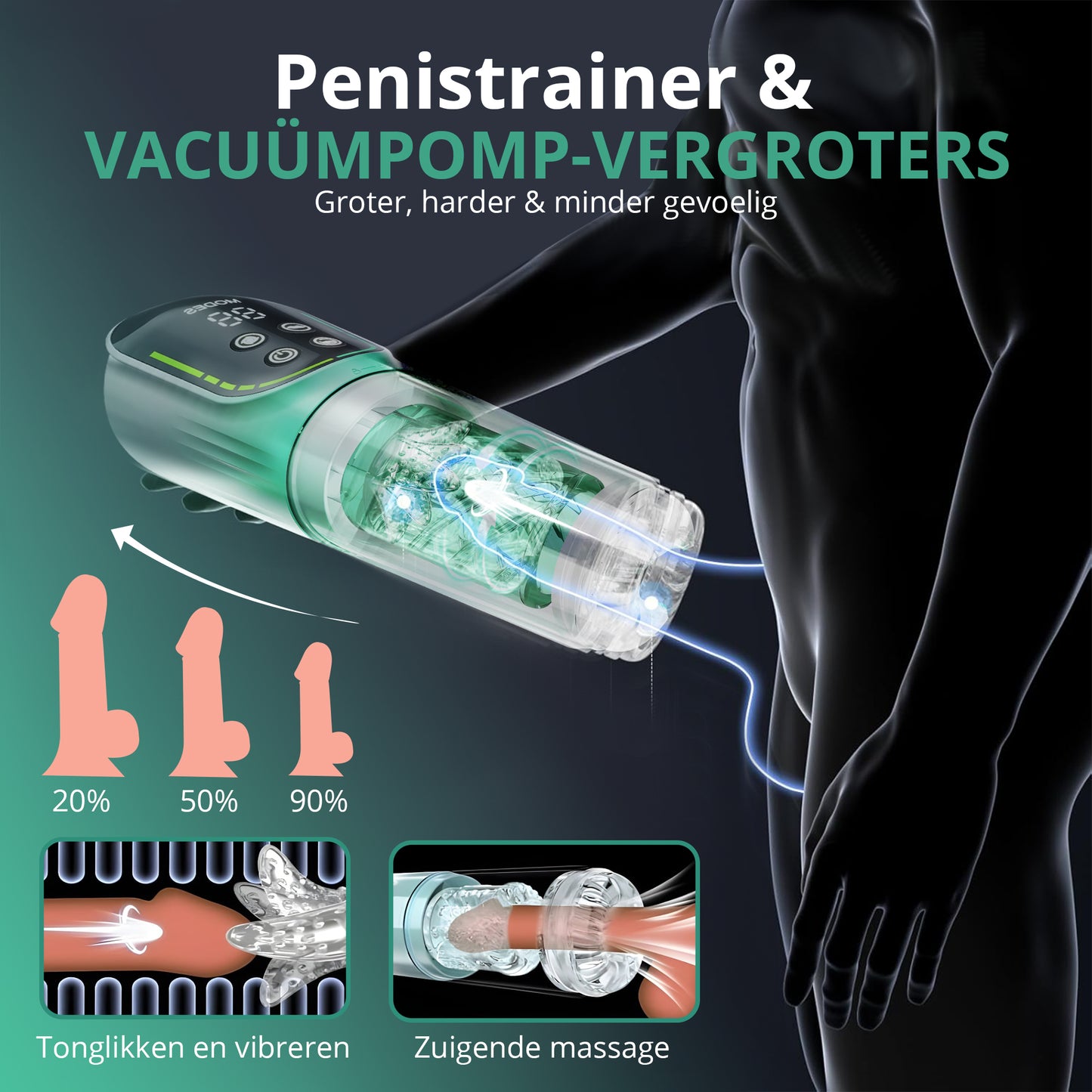 Desiredrops® Venom Pulse – Automatische Masturbator met LCD Display & Vacuumfunctie